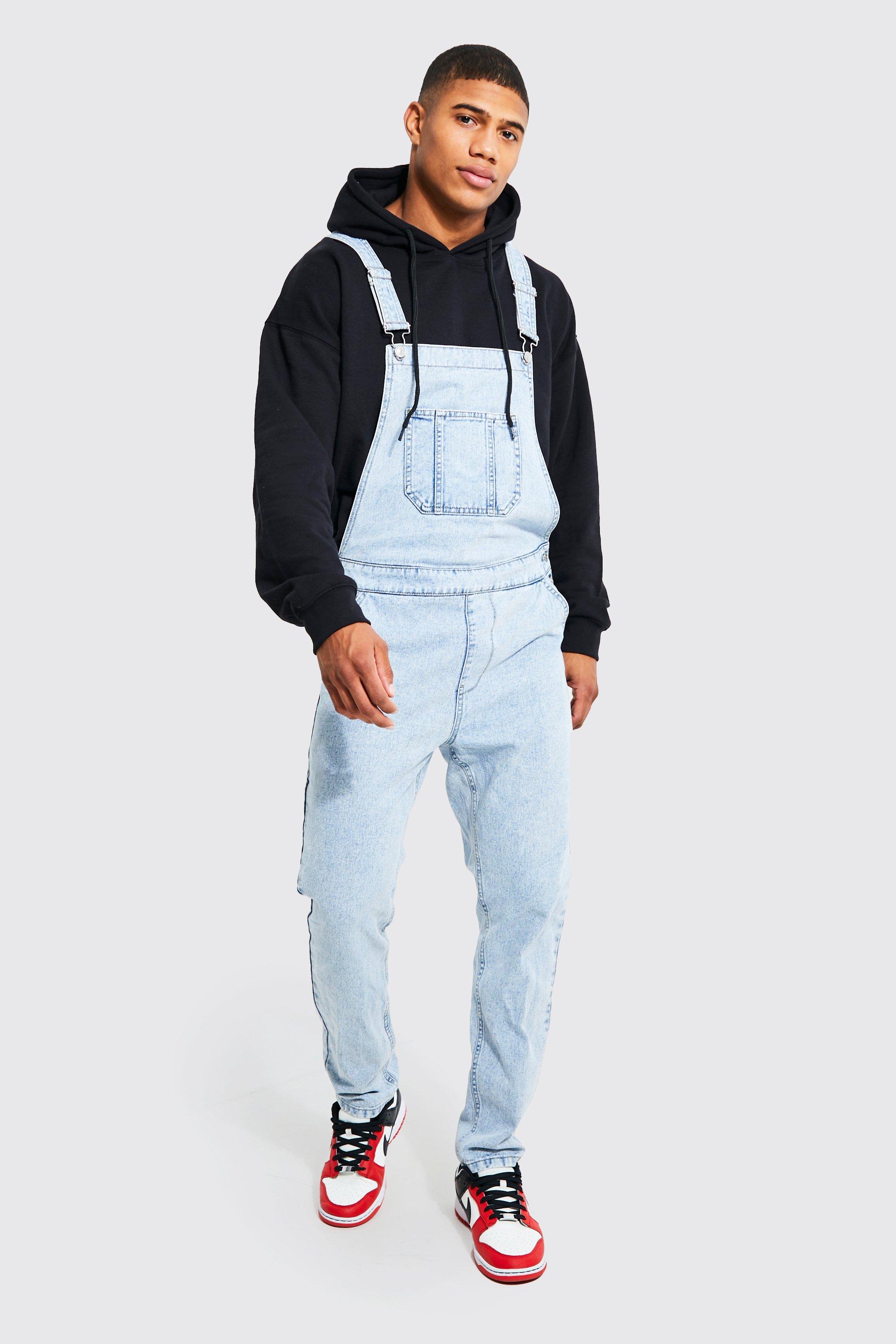 Light wash best sale overalls mens